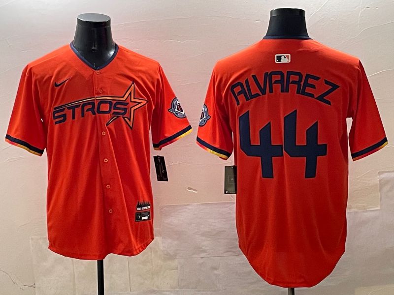 Men Houston Astros #44 Alvarez Orange Three generations Joint Name 2025 Nike MLB Jersey style 6